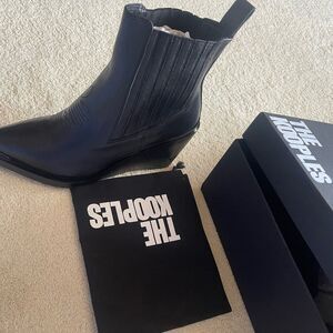 The Kooples Black Leather Ankle Boots French high end brand